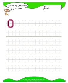 okul öncesi çocuklar için 0 Rakamı Çizgi çalışma sayfaları